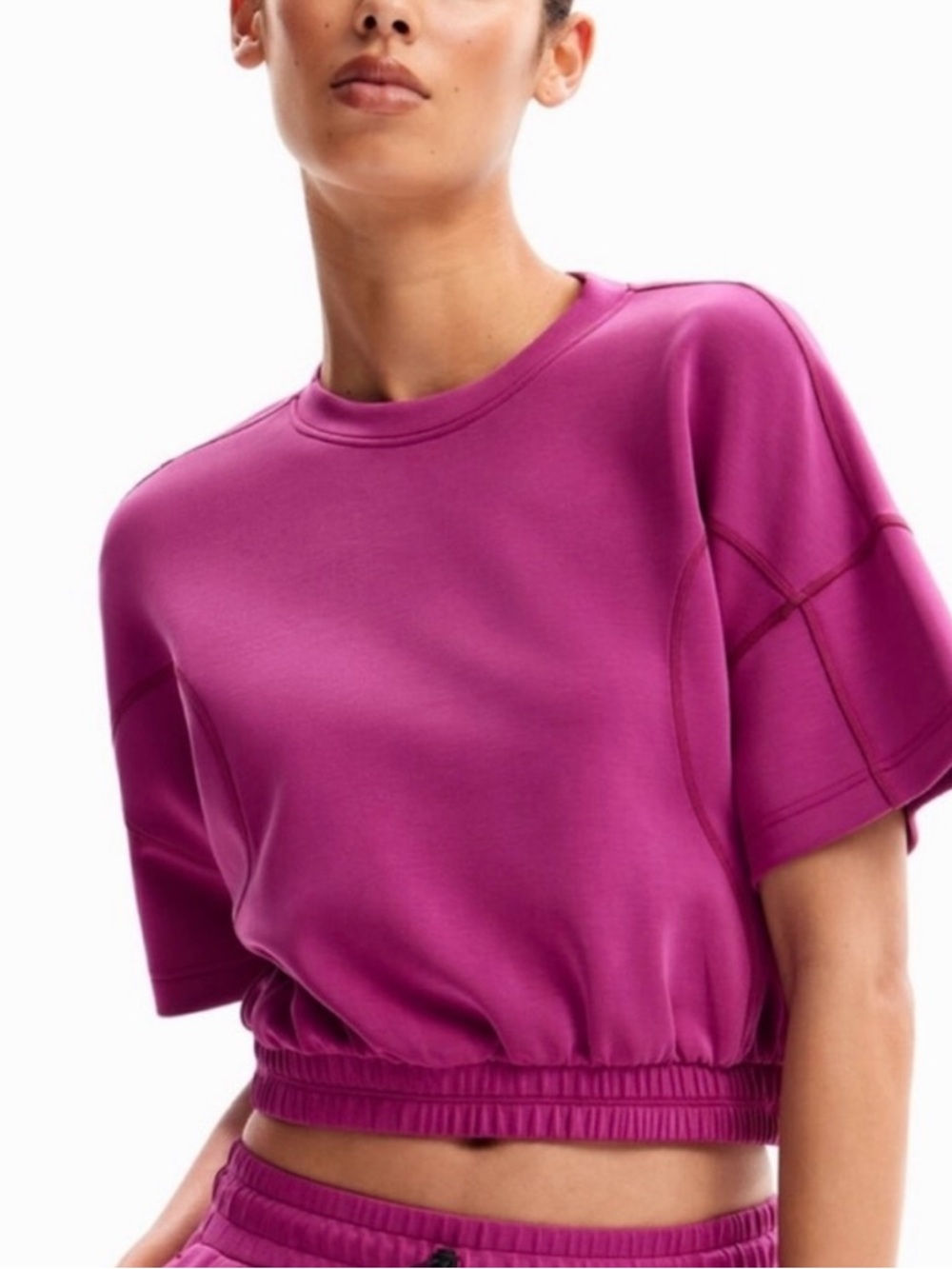 Lululemon Sofstreme Magenta Cropped Gathered Top
